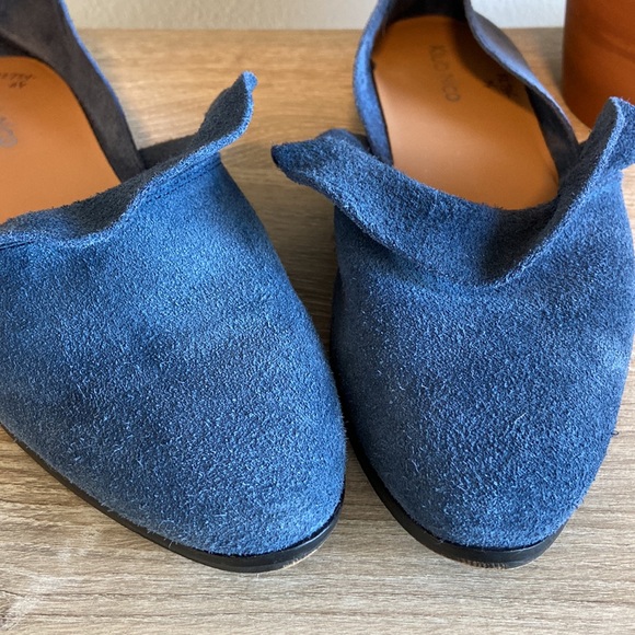 Anthropologie Klub Nico Gabbie Ruffled Blue Suede Flats, 38 / US 9 - Picture 4 of 12